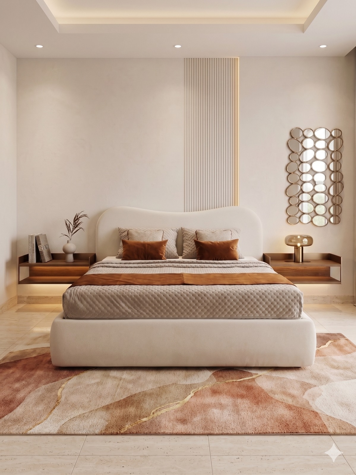 Cama estofada de casal Modelo Aidini - Linha de Quarto Luanda