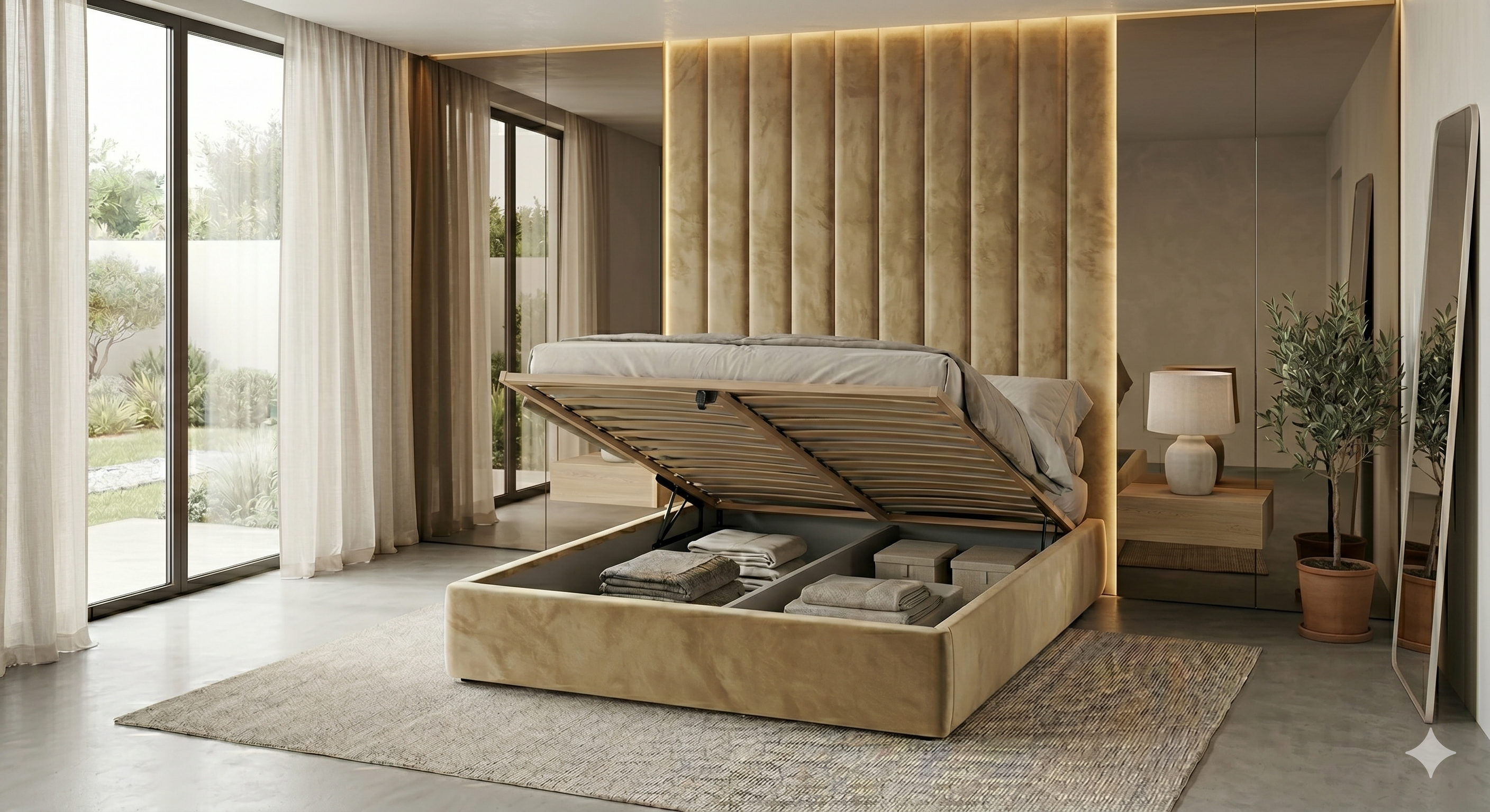Base de cama elevatória com arrumação - Sofamania Luanda